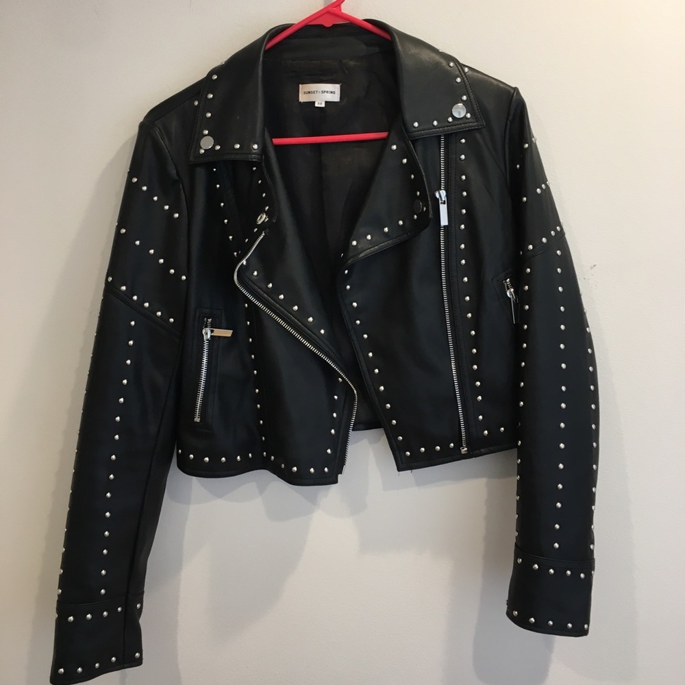 Sunset + spring faux leather blazer